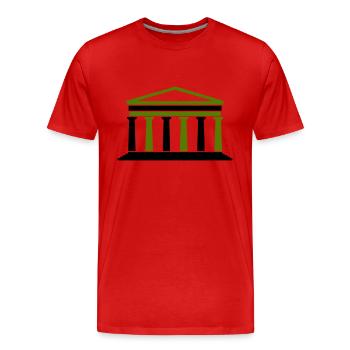 Athens Building - Men's Premium Organic T-Shirt - red - Front - Damien (186cm)