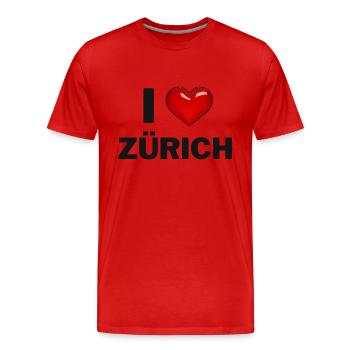 I Love Zürich - Männer Premium Bio T-Shirt - Rot - Vorne - Damien (186cm)