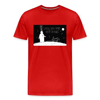 Lass los und vertraue. - Männer Premium Bio T-Shirt - Rot - Vorne - Damien (186cm)