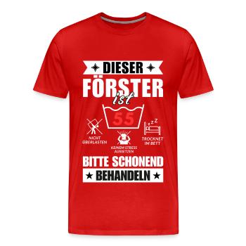 Dieser Förster ist 55. Schonend behandeln - Männer Premium Bio T-Shirt - Rot - Vorne - Damien (186cm)
