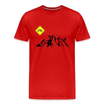 Vélo en montagne - T-shirt bio Premium Homme - rouge - Devant - Damien (186cm)