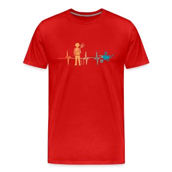 Battement de cœur jardinier - T-shirt bio Premium Homme - rouge - Devant - Damien (186cm)