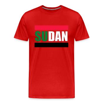 FREE SUDAN - Männer Premium Bio T-Shirt - Rot - Vorne - Damien (186cm)