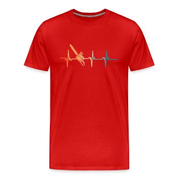 Battement de cœur scie à chaîne-Tronçonneuse - T-shirt bio Premium Homme - rouge - Devant - Damien (186cm)