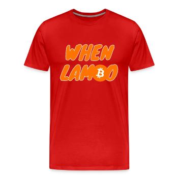 Crypto quand Lambo BTC Bitcoin 1 - T-shirt bio Premium Homme - rouge - Devant - Damien (186cm)