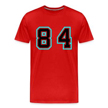 84 Symbole numérique - T-shirt bio Premium Homme - rouge - Devant - Damien (186cm)