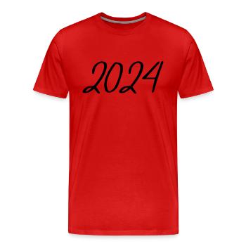 2024 Jahreszahl Datum Zahl Anno Kalenderjahr USA - Männer Premium Bio T-Shirt - Rot - Vorne - Damien (186cm)