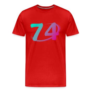 Nummer 74 mehrfarbig - Männer Premium Bio T-Shirt - Rot - Vorne - Damien (186cm)