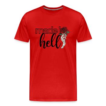 Fabriqué en enfer - T-shirt bio Premium Homme - rouge - Devant - Damien (186cm)
