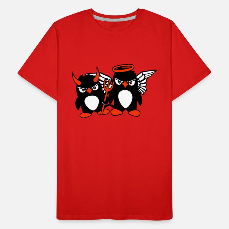 2 Penguins Angel Devil Evil Good Sky Hell Cool Men's Premium Organic T-Shirt