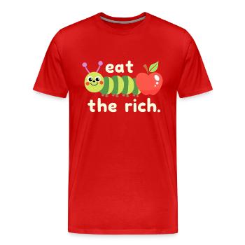 Ver affamé - Chenille Kawaii - T-shirt bio Premium Homme - rouge - Devant - Damien (186cm)