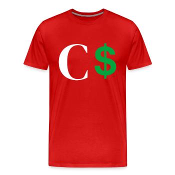 Lettre c dollar - T-shirt bio Premium Homme - rouge - Devant - Damien (186cm)