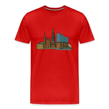 Horizon de Hambourg - T-shirt bio Premium Homme - rouge - Devant - Damien (186cm)