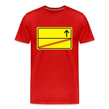 Ortsausgangsschild empty - Men's Premium Organic T-Shirt - red - Front - Damien (186cm)
