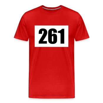 Startnummer 261 - Männer Premium Bio T-Shirt - Rot - Vorne - Damien (186cm)