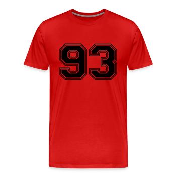 93_number_93_(s31) - Men's Premium Organic T-Shirt - red - Front - Damien (186cm)
