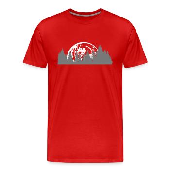pleine lune lune nuit naufrage baeume wald nadelwal - T-shirt bio Premium Homme - rouge - Devant - Damien (186cm)