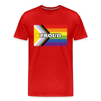 Inclusive Pride Progress Flag PROUD - Men's Premium Organic T-Shirt - red - Front - Damien (186cm)