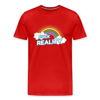 Fuck Reality Rainbow Pride - T-shirt bio Premium Homme - rouge - Devant - Damien (186cm)