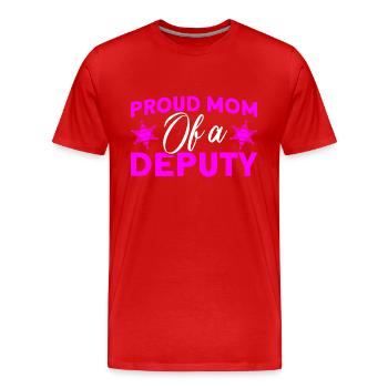 Fière Maman Assistant Shérif Maman Mère - T-shirt bio Premium Homme - rouge - Devant - Damien (186cm)