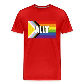 Ally Intersex Inclusive Pride Progress Pride Flag - Men's Premium Organic T-Shirt - red - Front - Damien (186cm)