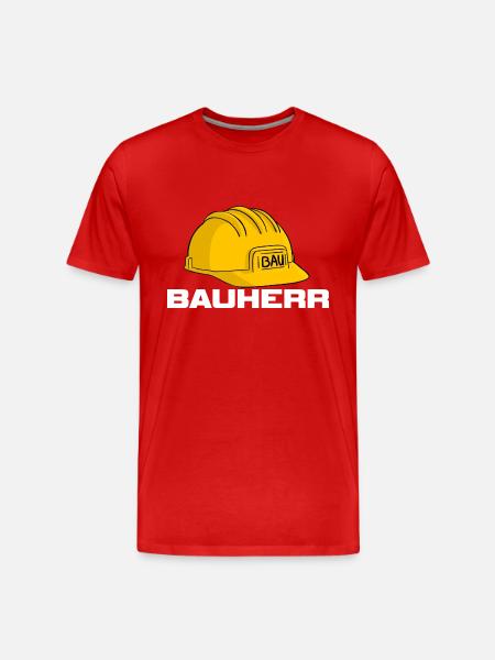 Bauherr Baustellen Helm - Männer Premium Bio T-Shirt - Rot