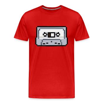 Kassette Verpixelt Retro Geschenkidee - Männer Premium Bio T-Shirt - Rot - Vorne - Damien (186cm)