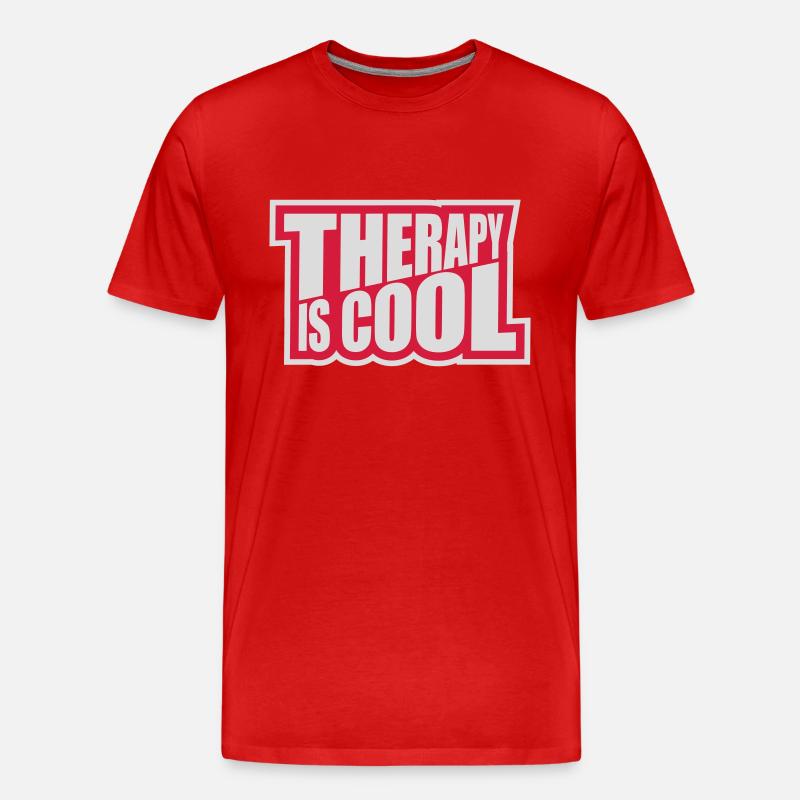 therapy is cool Zitat - Männer Premium Bio T-Shirt - Rot