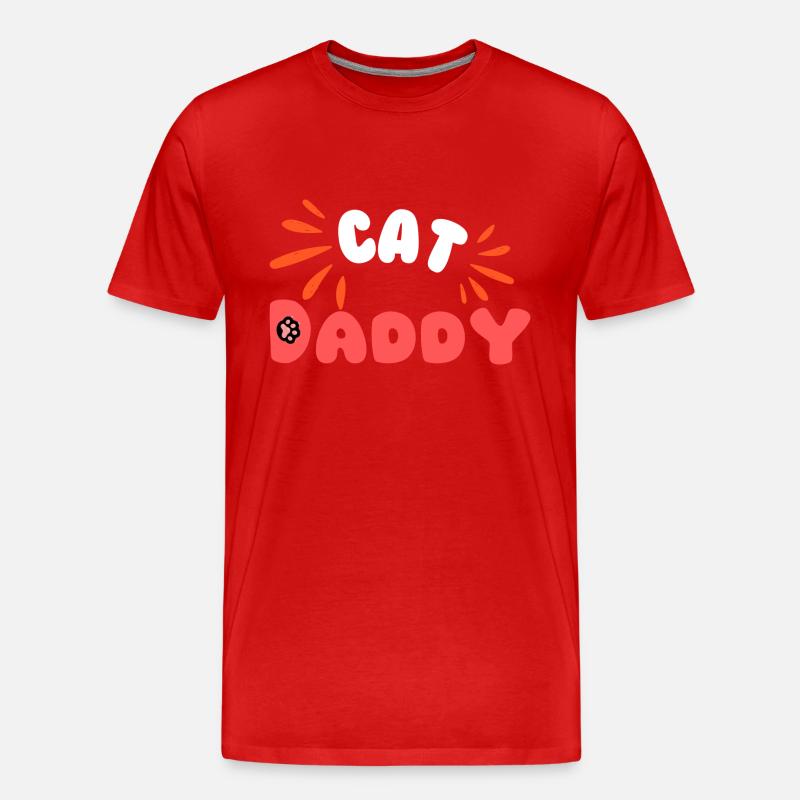 Papa Katze - Männer Premium Bio T-Shirt - Rot