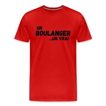 un vrai boulanger - T-shirt bio Premium Homme - rouge - Devant - Damien (186cm)