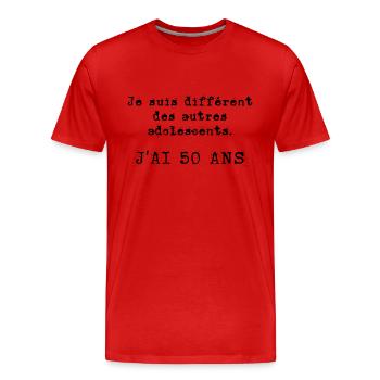 j'ai 50 ans - T-shirt bio Premium Homme - rouge - Devant - Damien (186cm)
