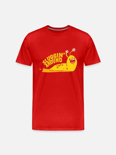 Sluggin Around Banana Slug - Men's Premium Organic T-Shirt - red