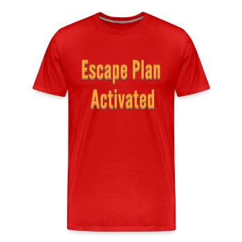 Escape Plan Activated - Men's Premium Organic T-Shirt - red - Front - Damien (186cm)