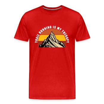 Trail Run Ultra Running Berg Trekking Laufen - Männer Premium Bio T-Shirt - Rot - Vorne - Damien (186cm)
