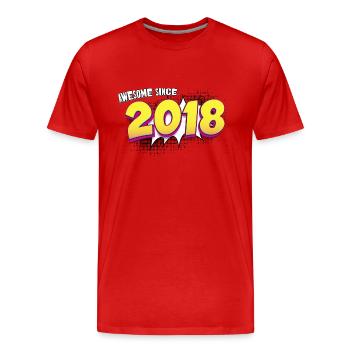 5e anniversaire rétro dans le style de bande dessinée Pop Art - T-shirt bio Premium Homme - rouge - Devant - Damien (186cm)
