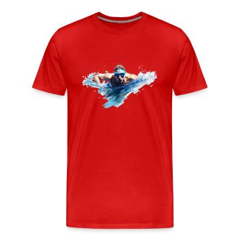 Swimming is a popular sport - Men's Premium Organic T-Shirt - red - Front - Damien (186cm)