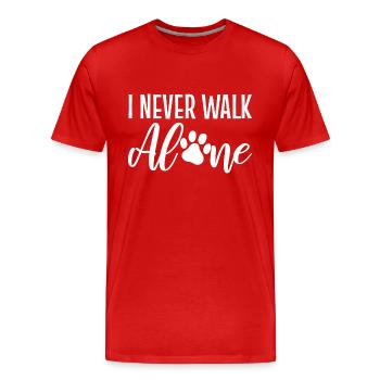 I Never Walk Alone Hundebesitzer - Männer Premium Bio T-Shirt - Rot - Vorne - Damien (186cm)