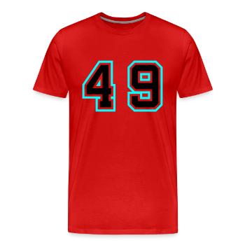49 Symbole numérique - T-shirt bio Premium Homme - rouge - Devant - Damien (186cm)
