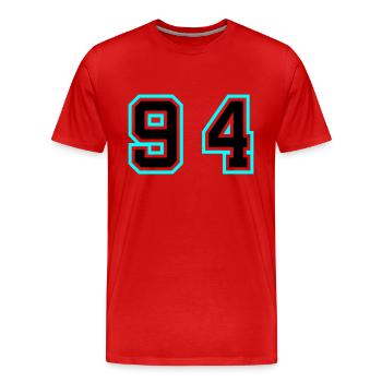 94 Symbole numérique - T-shirt bio Premium Homme - rouge - Devant - Damien (186cm)