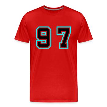 97 Symbole numérique - T-shirt bio Premium Homme - rouge - Devant - Damien (186cm)