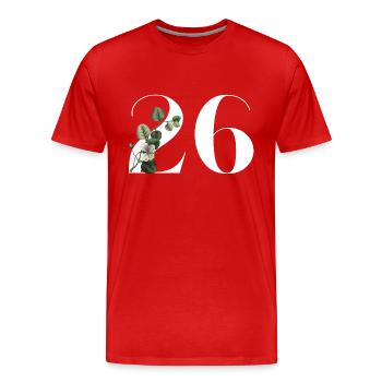 Nummer 26 Blumengrün -26. Blumengeburtstag - Männer Premium Bio T-Shirt - Rot - Vorne - Damien (186cm)