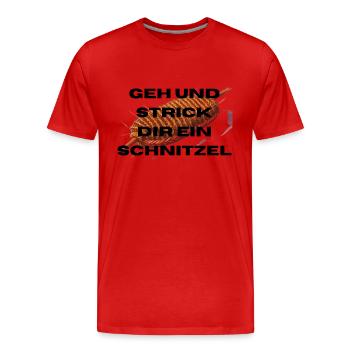 Go and knit yourself a schnitzel - Men's Premium Organic T-Shirt - red - Front - Damien (186cm)