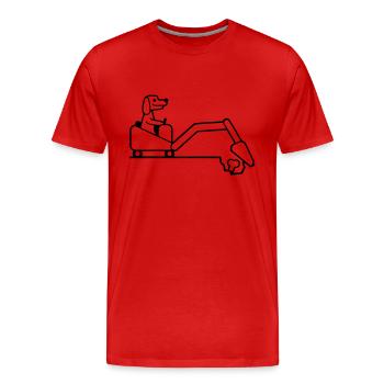 Dog Bones Burying Excavator Digging Cool Digging - Men's Premium Organic T-Shirt - red - Front - Damien (186cm)