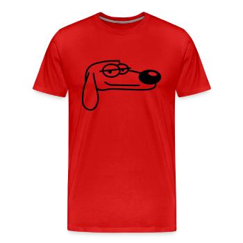 Dog Looks Cool Relaxed Look Guy Chill Dude - Men's Premium Organic T-Shirt - red - Front - Damien (186cm)
