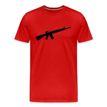 waffe gun - Männer Premium Bio T-Shirt - Rot - Vorne - Damien (186cm)