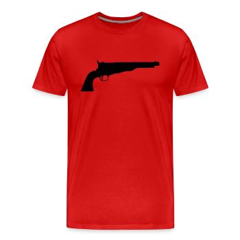Pistole Western Revolver Symbol Zeichen Icon Logo - Männer Premium Bio T-Shirt - Rot - Vorne - Damien (186cm)