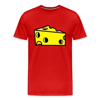 fromage suisse en tranches avec des trous - T-shirt bio Premium Homme - rouge - Devant - Damien (186cm)