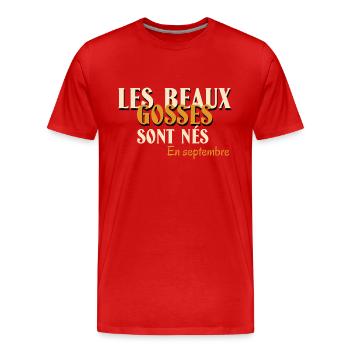 Les beaux gosses sont nés en septembre - T-shirt bio Premium Homme - rouge - Devant - Damien (186cm)