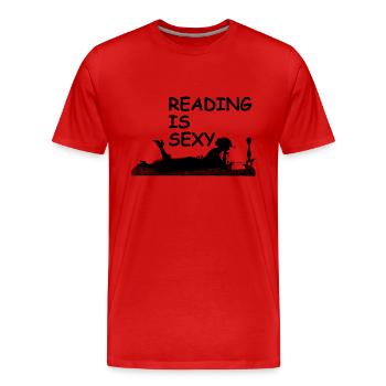 Reading is sexy - Men's Premium Organic T-Shirt - red - Front - Damien (186cm)