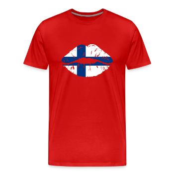 Finland flag mouth - Men's Premium Organic T-Shirt - red - Front - Damien (186cm)